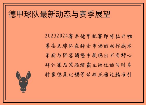 德甲球队最新动态与赛季展望